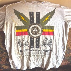 Men’s white LRG T-shirt with cannabis leaves XL